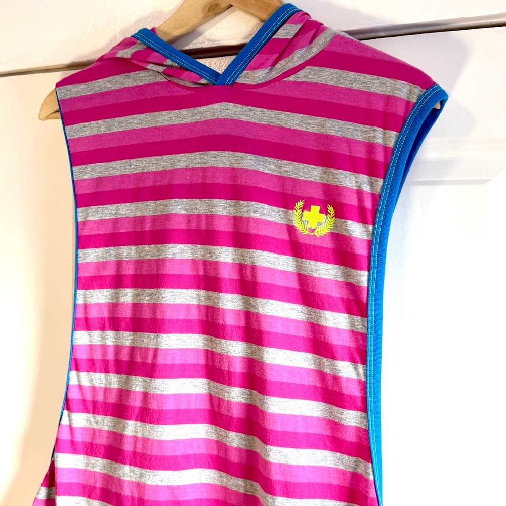 ➕ Andrew Christian Vibrant Striped Hooded Shredder Tank - Picture 3 of 6